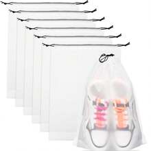 5/10/20pcs Portable Matte Translucent Waterproof Plastic Sneaker Storage Bags, Reusable Drawstring Shoe Bags, Home Organization Storage Bags, Travel Essential For Men And Women - Clear - View 1