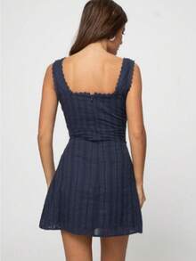 Plain Strapless Dress, Mid-Length, European Style, Fashionable Spring/Summer Women's Clothing - 藍色 - 查看 7