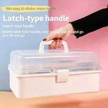 1 Plastic Three-Layer Storage Box, Multi-Purpose Storage Box, Household Folding Toolbox, Portable Art And Craft Box, Sewing Supplies Sorting And Organizing Box, Medicine Box - Pink - View 6