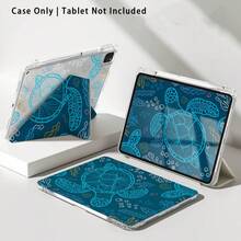 Sea Turtle Pattern Painted Effect Acrylic Crystal Tablet Protective Case, With Stand, Foldable Anti-Bending, Silicone Reinforced Corners, Auto Wake/Sleep Function, Built-In Pen Slot, Multi-Angle Foldable Stand, Perfect Daily Protection, Great Holiday Gift - Multicolor - View 8