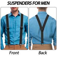 Tirantes ocultos para hombres, trabajo resistente debajo de la ropa con tirantes en la espalda en Y, 1,5 pulgadas con 3 bucles a presión - Marrón - Ver 4