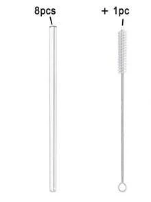 1/2/4/6pcs Glass Straws + 1 Cleaning Brush, High Borosilicate Glass Straws, Heat-Resistant Colorful Straws, Suitable For Beverages And Milk Tea, Transparent Multi-Color Glass Tubes, School Supplies, Back To School Essentials - Transparent - View 16