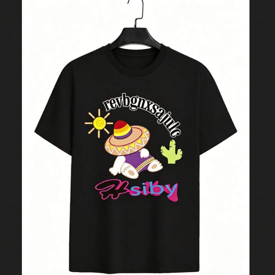 Unisex T-Shirts, Tops, Men's T-Shirts, Women's T-Shirts, Printed T-Shirts, Short-Sleeved T-Shirts, Modern And Casual. - 黑色 - 查看 1