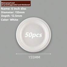 10/50pcs 6/8 Inch Thick Luxury Sugarcane Fiber Paper Plates - Reusable, Leak-Proof, Disposable, Suitable For Celebration Events - Multicolor - View 17
