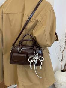 (Excluding Pendant Accessories)1pc Women's PU Leather Sling Bag Bowling Bag Fashionable, And High-End Minimalist A New Spring And Summer Bag - Multicolor - View 7