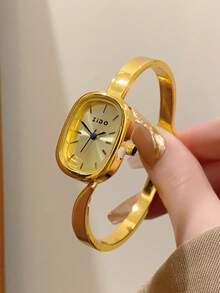 1 pieza Reloj de cuarzo con nudo de bambú cuadrado dorado/plateado, perfecto para uso diario, también un regalo perfecto para cumpleaños y Navidad - Dorado - Ver 1