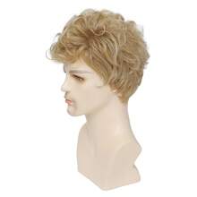European American Men's Short Curly Wig,Neat Full Hair Cover,Bouncy Layered Curls, Lightweight Comfortable Wear,Easy Styling Hair Accessory,Daily Wear,Event Attire,US Holiday Celebrations, Lovely Mom Wigs Cosplay Wigs Halloween Costume Wigs - YN398(25g130g) - View 2