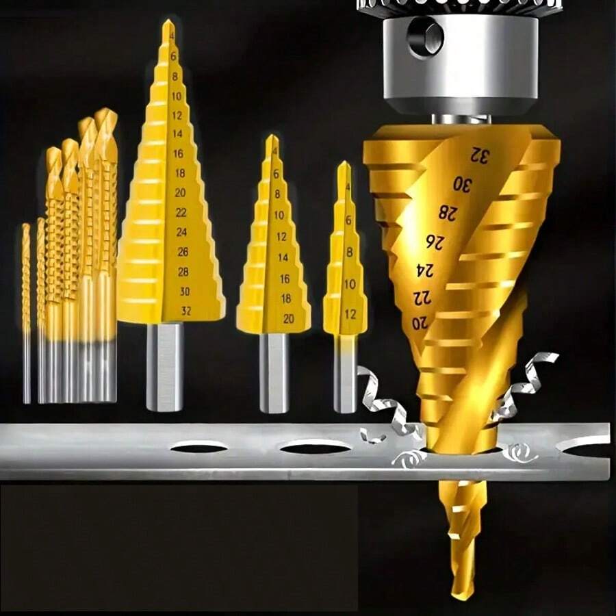 Brocas de combinación de varios tamaños, material de metal, dos paquetes de combinación para perforación y creación de agujeros en un solo paso, broca integral, sierra de tracción en uno, adecuado para perforación y creación de agujeros en madera, metal, plástico. Herramienta de perforación y creación de agujeros de precisión resistente para procesamiento de metal DIY