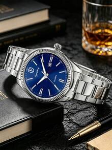 FUYINGCHENG Nouvelle montre-bracelet pour homme d'affaires avec calendrier, en matériau composite, cadran extra large. Montre de luxe pour couple, convient pour le port quotidien, les occasions haut de gamme, la Saint-Valentin, la Fête des Pères - Argent - Voir 10