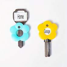 10/8pcs Random Color Multicolor Flower Key Covers Set With Labeled Keycaps - Durable Fits Most Keys, Soft Touch Key Cover With Identification Label Color-Coded Key Protectors For Home/Office Keys, Easy Install Keychain Organizers - Ideal Party Gift - Multicolor - View 9