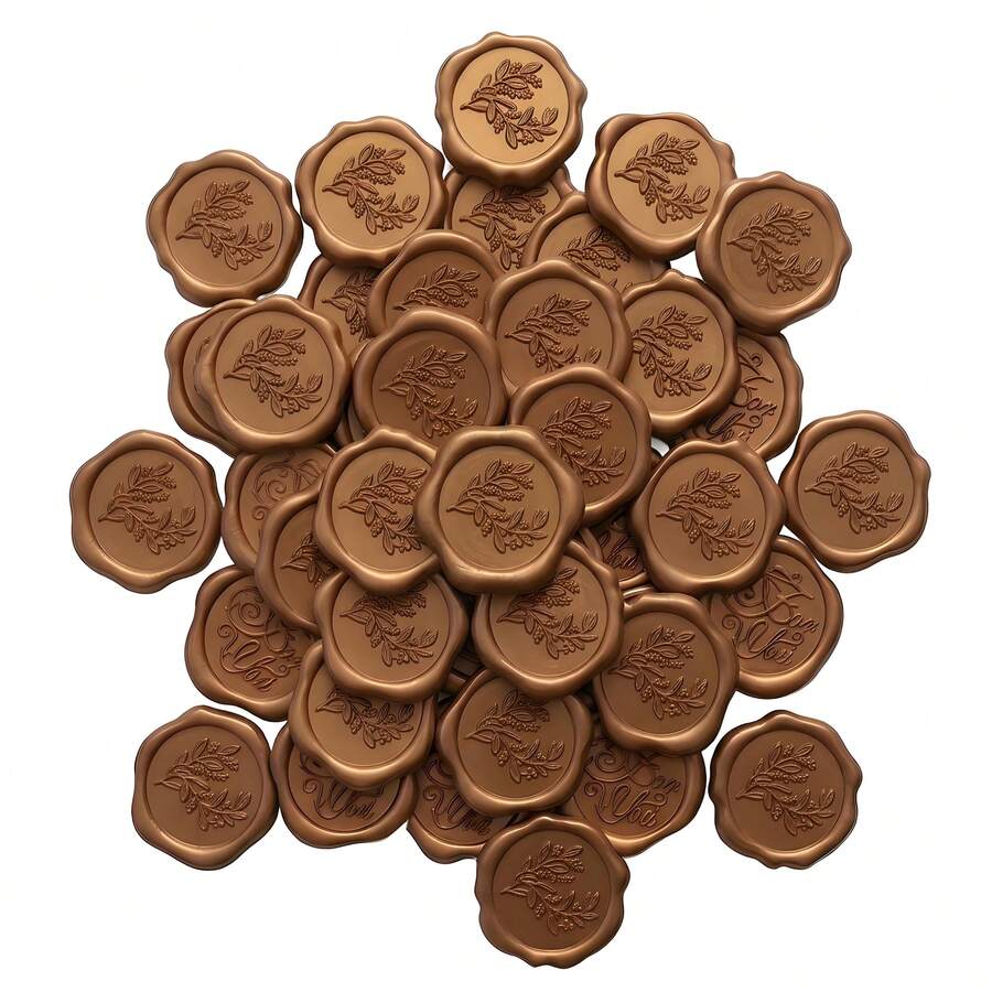 20/50/100pcs Bronze Wheat Wax Seal Stickers - Eucalyptus Wedding Invitation Envelope Seal Stickers, Self-Adhesive Olive Stickers, Perfect For Invitations, Envelopes, Gift Wrapping, Christmas - Bronze Wheat - View 1