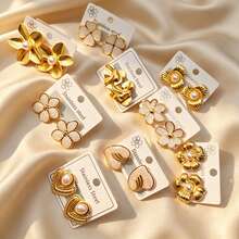 10 Pieces / Cool And Unique Stainless Steel Earrings / Suitable For Ladies' Daily Cool And Bold Outfits / Random Shipment - Multicolor - View 2