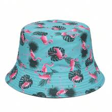 1pc Spring/Summer Bucket Hat, Multi-Functional Cone Tree & Flamingo Print Bucket Hat, Outdoor Bucket Hat, Personalized Graffiti Unisex Bucket Hat - Flamingo - View 8