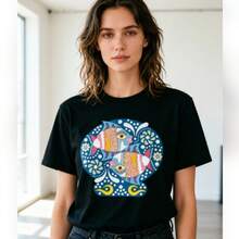 Camisetas unisex, tops, camisetas para hombre, camisetas para mujer, camisetas estampadas, camisetas de manga corta, a la moda, informales, con temática de peces. - Negro - Ver 11