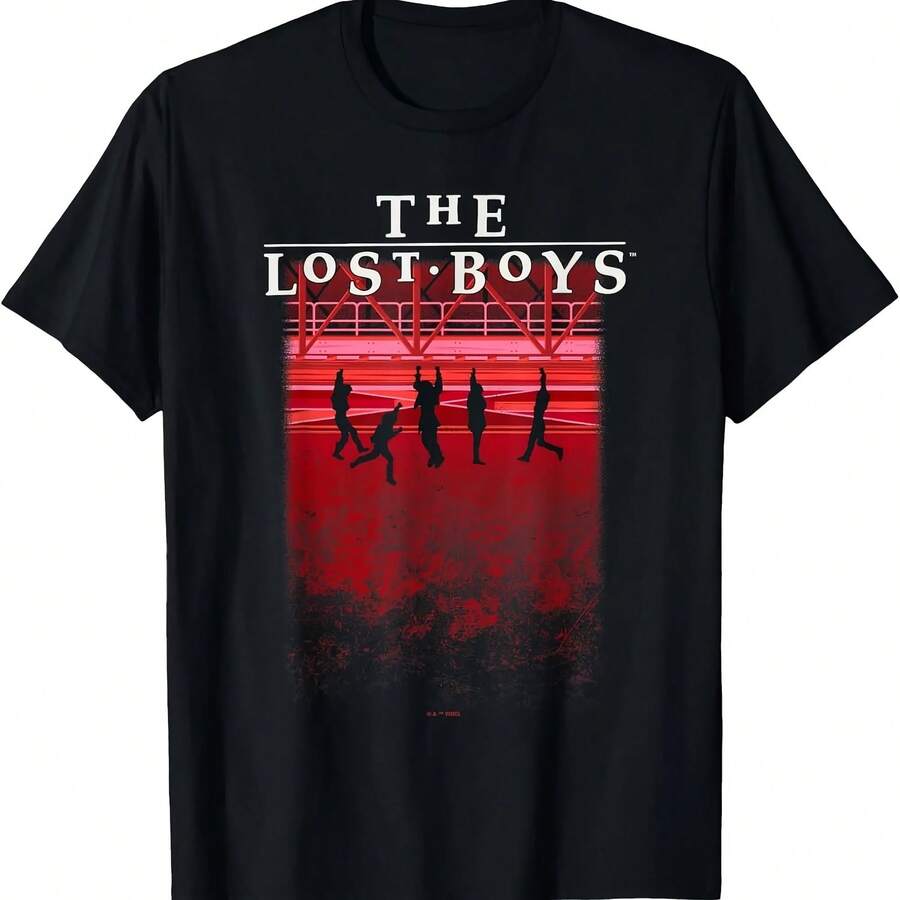 Classic 80s Vampire Horror Movie Graphic Print T-Shirt, Short Sleeve Cotton Tee For Men And Women, Casual Streetwear - 彩色 - 查看 1