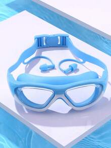 Oversized Anti-Fog Waterproof Silicone Swimming Goggles With Earplugs, Suitable For Swimming Training And Leisure, Ideal Holiday Gift And Essential Beach Gear - Multicolor - View 8