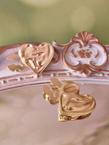 1PC/2PCS Vỏ bọc nút áo hình trái tim thanh lịch, kẹp bọc nút áo sơ mi, vỏ bọc khuy măng sét pha lê thời trang - Vàng - Xem 6