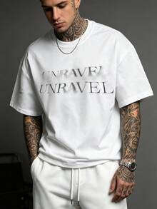 Men's Crew Neck Letter Print Casual Versatile Daily Travel Sports T-Shirt - White - View 3