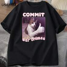 Funny Crimes Cat Print T-Shirt For Men And Women, Graphic Tees, Clothing, Meme Print T-Shirt, Harajuku Short Sleeve T-Shirt - 彩色 - 查看 1