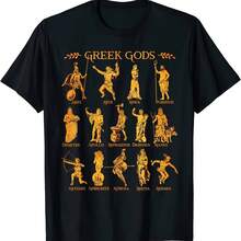 Greek Gods T-Shirt, Crew Neck Cotton T-Shirt, Men's Summer Short Sleeve Casual Streetwear, Loose Fit Harajuku T-Shirt - 彩色 - 查看 1