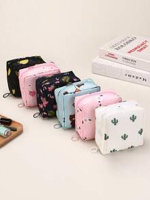 Portable Period Bag With Zipper, Privacy Soft Corduroy Sanitary Storage Pouch, For Women Girls, Sanitary Pads Tampons, Mini Makeup Bag, Dorm Bathroom Gym Office Beach Camping Cruise Travel, Period Essentials Gift For Mom Teacher Girlfriend Must-Have - Multicolor - View 8
