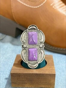 高品質女款歐美復古波希米亞風西式印花合金彈性戒指，適合日常穿戴、約會與主題派對，佩戴時會收到朋友許多讚美 - 彩色 - 查看 10