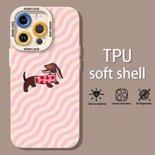Teckel marrón con estampado de corazón rosafunda de teléfono Fundas compatibles con ,Apple,VIVO,OPPO,,, y Honor.Fabricadas en silicona TPU,ofrecen protección contra golpes y caídas.correa para celular - Blanco - Ver 1