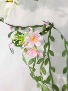 1pc Artificial Flower Arm Corsage, Long Draping Floral Garland With Green Leaves, Suitable For Bridal Wedding Accessories And Photography - Multicolor - View 4