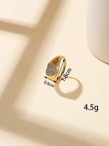 1/18pcs 304 Stainless Steel Vintage Heavy Rhinestone Inlaid Luxury Gold Ring Set, Multiple Styles Personalized Asymmetrical Geometric Heart Plain Band Stacking Combination Rings, Suitable For Women's Decoration Or Gift, Can Be Purchased Individually Or As A Set - Yellow Gold - View 26