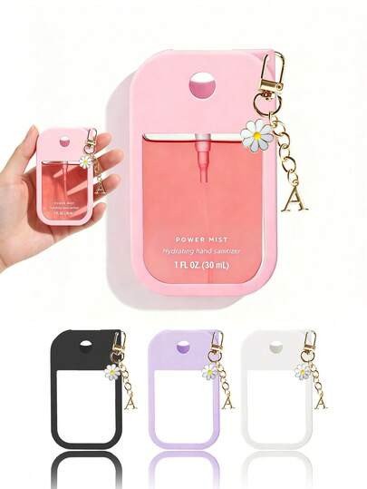 1 Set 1oz (30ml) Hand Sanitizer Spray Bottle Protective Case, 26 Heart Letter Designs, Silicone Anti-Drop Anti-Collision Protective Cover With Keychain Design, Travel Portable, Can Be Hung On Bags, Keys Or Children's Backpacks, Wear-Resistant, Waterproof, Reusable, Suitable For Hand Sanitizer Spray, Suitable For Travel, Outdoor, Gift Giving, Can Be Used As Halloween Gift, Christmas Gift