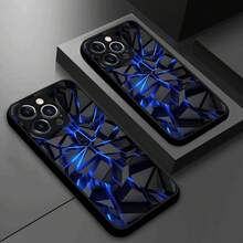 Envío en 24h desde DE | Bloques de construcción azules con vidrio templado, estuche negro con protección de cámara y a prueba de golpes – Minimalista, creativo y premium – Compatible con Apple 11/12/13/14/15/16/17 Pro Max/Plus/SE/Air – Regalo perfecto – Para Samsung Galaxy S21/S22/S23/S24/S25 Ultra - 1 pieza de imagen a color - Ver 6