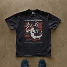 Camiseta Vintage de la Película Bloodsport|   Camiseta de Luchador de Artes Marciales|   Gráfico de Película Retro - Negro - Ver 1