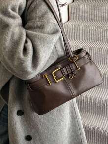 New Fashionable Shoulder Bag Versatile Large Capacity Underarm Bag Premium Handbag For Women - Brown - View 4