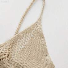 jianchaimaoyi02  Holidaya Nuevos vestidos de verano para mujer, vestido maxi de punto calado beige - tirantes finos, escote en V, patrón de encaje en capas, cintura ajustada, - Café integral - Ver 8