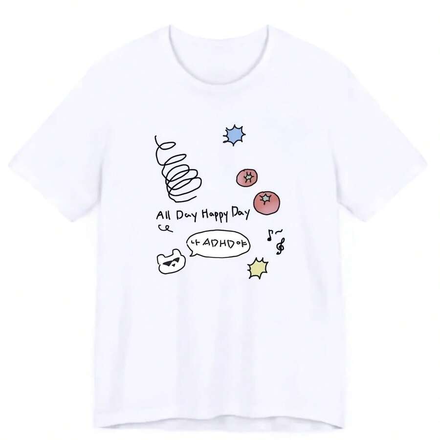 Ropa coreana Y2k para mujer, con gráficos y eslogan, accesorios de verano, diseño divertido, Harajuku, manga corta, informal, estética - Multicolor - Ver 1