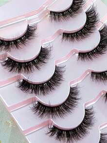 HINARIN 7 Pairs False Eyelashes Cat Eye Look Natural Volume Lashes Wispy Short Fake Eyelashes Faux Mink Lashes For Travel Party Makeup Reusable - Black - View 7