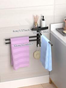 1 buah Rak Handuk Tanpa Bor, Rak Penyimpanan Toilet yang Dipasang di Dinding, Rak Handuk Kamar Mandi, Rak Penyimpanan Kamar Mandi, Cocok untuk Dapur, Kamar Mandi, Toilet, Dekorasi Kamar Mandi - Hitam - View 10