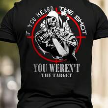 Camiseta Gráfica Táctica Sniper para Hombre, Negra, Diseño 'Si No Eres Objetivo, No Fuiste Elegido Hoy', Camiseta Holgada Oversize para Mujer - Multicolor - Ver 1