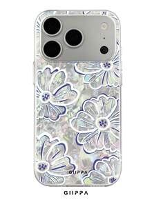 GIIPPA 1件貝殼紋理底部與碎花圖案設計手機殼，適用於Phone 17 Pro Max，兼容Phone 16 Pro Max、15 Pro Max、14 Pro Max，韓式高端時尚趣味手機殼，兼容11/12/13/14/15/16 Pro Max Plus，優雅設計適合男女使用，聖誕節、情人節、復活節、婚禮季與生日送給女友的完美禮物！ - 彩色 - 查看 1