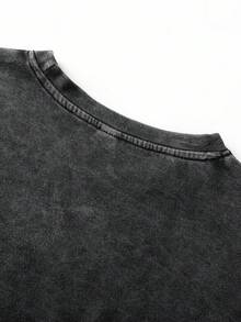 Men And Women, 100% Cotton, Cosmic Mysticism Is Presented In The Form Of A Faded Vintage T-Shirt Design, A Short-Sleeved, Casual, Loose-Fitting T-Shirt, X-X. - 黑色 - 查看 3