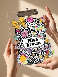 1pc Custom Teacher Appreciation Gift, Personalized Initial Teacher Name Clipboard, Custom Acrylic Clipboard With Teacher Name, Back To School Gift,Teacher Gift,Personalized Gift,Back To School Season - Multicolor - View 4