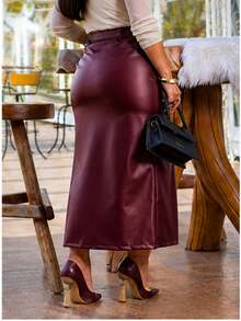 Women's Long Skirt, Godet Skirt, Women's Clothing, Evangelical Fashion, Comfortable - 酒紅色 - 查看 3