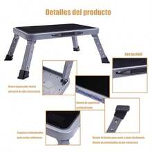 Taburete Plegable Taburete Plegable Antideslizante para Niños y Adultos Banqueta Plegable con Asa de Transporte con Plataforma Antideslizante y Pies Gruesos de Goma para Casa Cocina Armario. - negro plateado - Ver 4