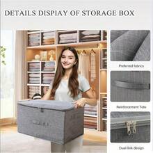4pcs, Extra-Large Foldable Cationic Storage Box, Waterproof Storage, Bed Sheet Organizers, Foldable Storage And Organization Boxsuitable For Wardrobes, Bedrooms, Kitchens, Books, Multi-Functional Storage And Organization Box(Dual Zippers, 3 Handles) - 4pcs - View 10