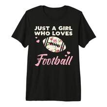 Camiseta premium de mezcla triple para mujer, diseño de flores y fútbol americano, para chicas que aman el fútbol americano - Multicolor - Ver 1