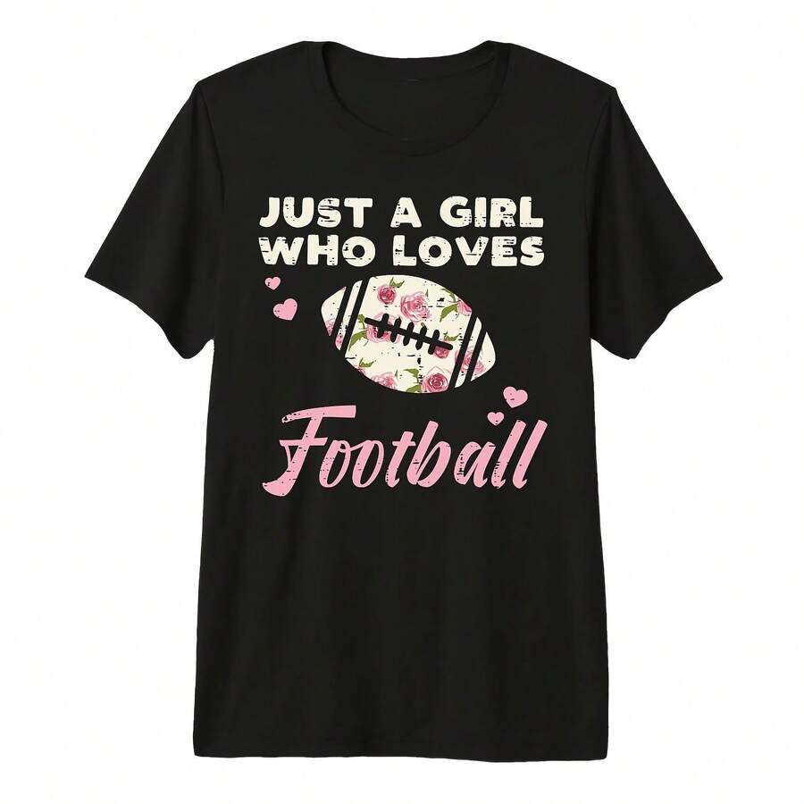 Camiseta premium de mezcla triple para mujer, diseño de flores y fútbol americano, para chicas que aman el fútbol americano - Multicolor - Ver 1