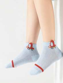 5 Pairs Summer Thin Kids Socks, Cute Cartoon Car Pattern Baby Mesh Ankle Socks For Boys - Multicolor - View 4