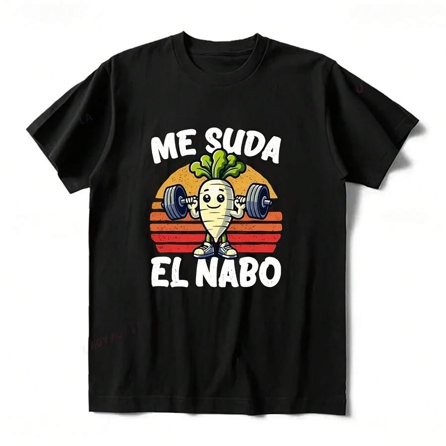 Women's Long Sleeve Graphic Tee, "Me Suda El Nabo" (I Don't Give A Damn), Vintage Soft Casual Tees With Funny Jokes In Spanish, Women's Clothing, Graphic Tees - 彩色 - 查看 1