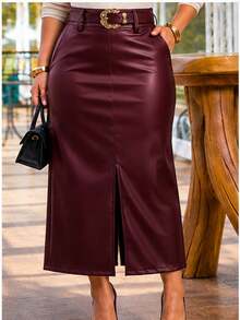 Women's Long Skirt, Godet Skirt, Women's Clothing, Evangelical Fashion, Comfortable - 酒紅色 - 查看 2