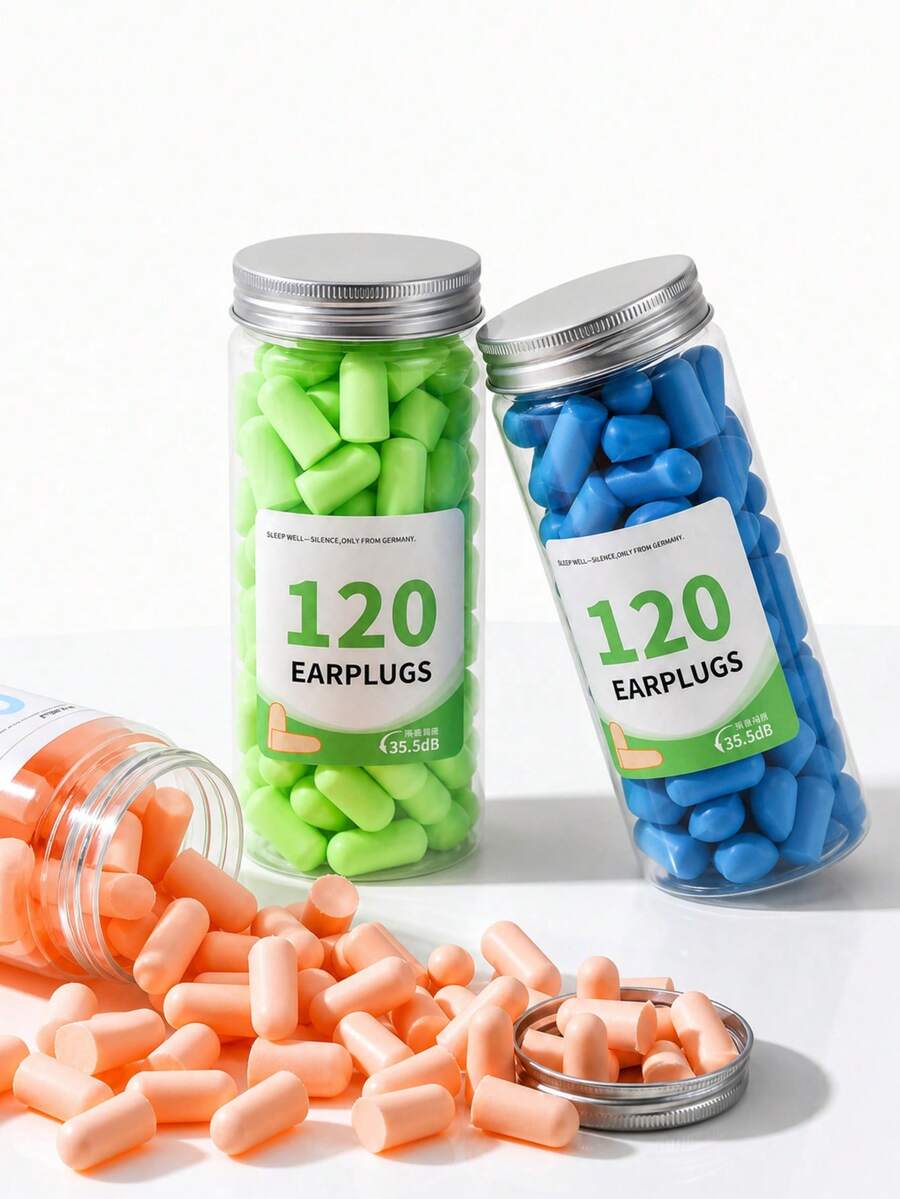10/24/60/120pcs Ergonomic Sleep Earplugs, Noise Reduction Anti-Snoring, Suitable For Sleep, Factory, Study, Office, Travel, Relaxation, Rest, Focus, Quiet And Comfortable, Soft And Reusable, Washable, Hypoallergenic - A - View 1